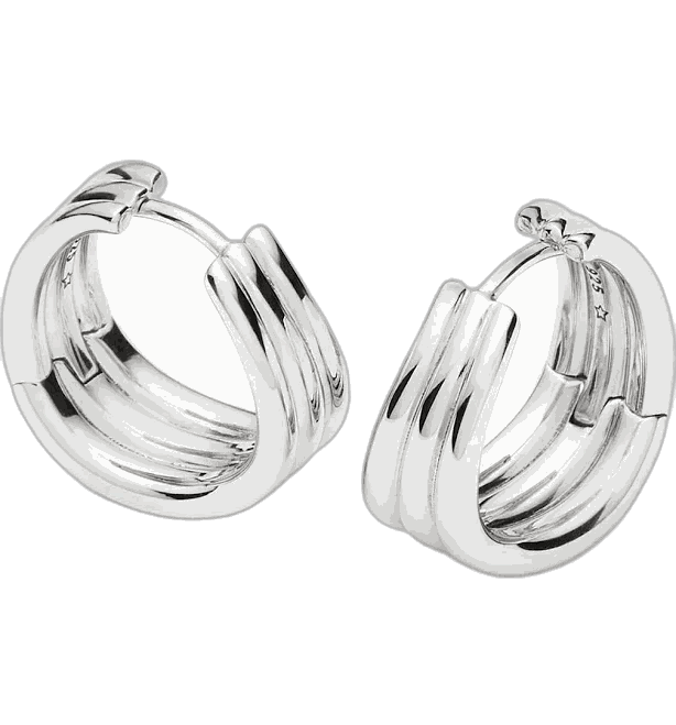 END. Clothing Missoma x Savi Triple Ridge Hoop Earrings in Silver