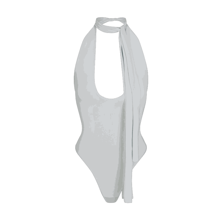 CUPRO JERSEY HALTER BODYSUIT | PEARL