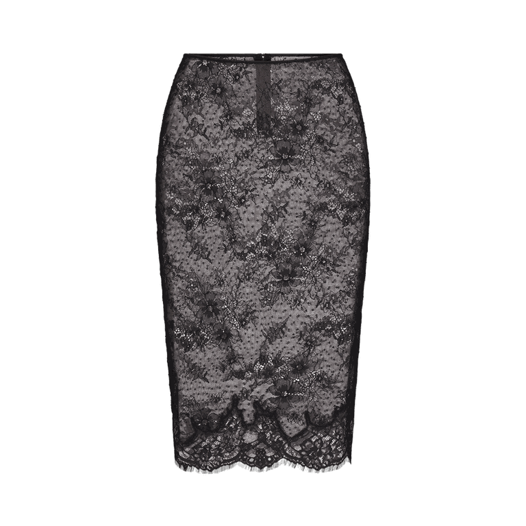 ULTRA FINE LACE MIDI SKIRT | OBSIDIAN