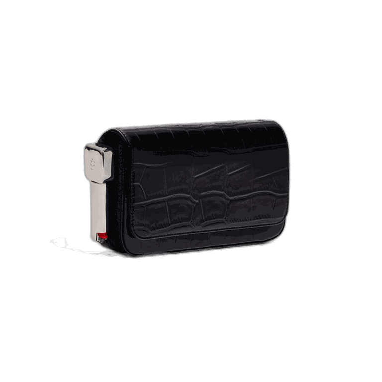 Edie Parker Burn Clutch - Patent Black Croc