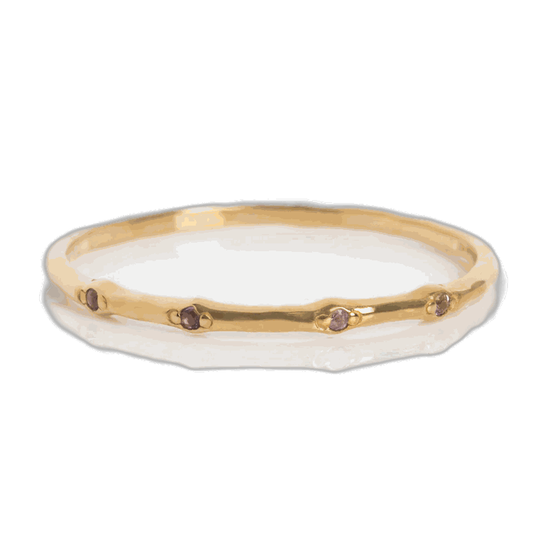 Family Gold Solid Gold Dainty Birthstone Stacking Ring