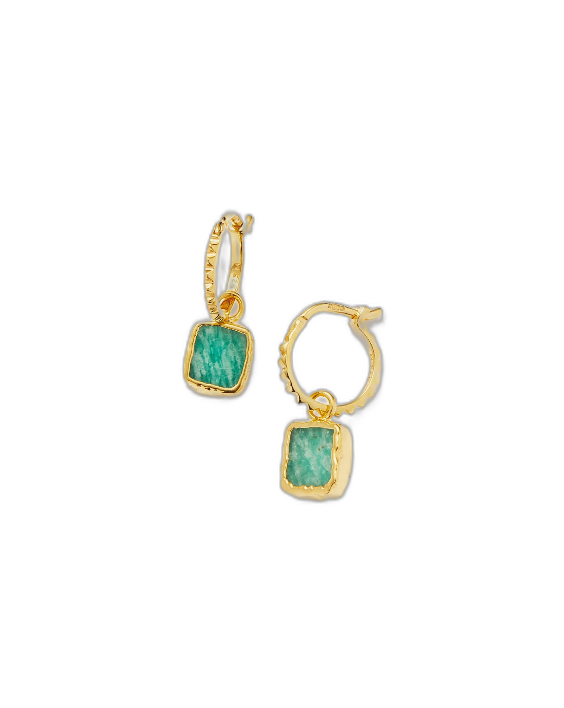 Missoma Mini Pyramid Charm Hoop Earrings | 18k Gold Vermeil/Amazonite