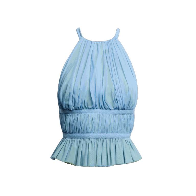 Tae Park Chiffon Wrap Top - Sky Blue / Matcha