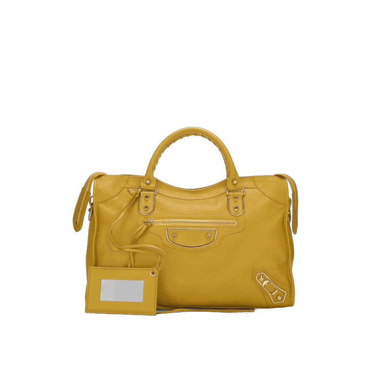 What Goes Around Comes Around WGACA Balenciaga Chevre Metallic Edge Classic City Bag - Yellow