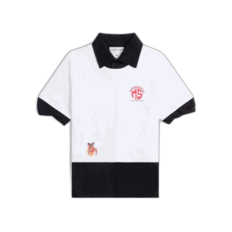 Marine Serre Upcycled Jersey Polo Shirt - White