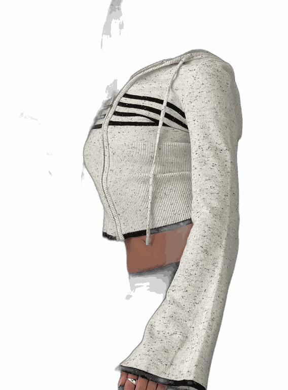 Princess Polly Brandea Zip Through Knit Hoodie White Marle