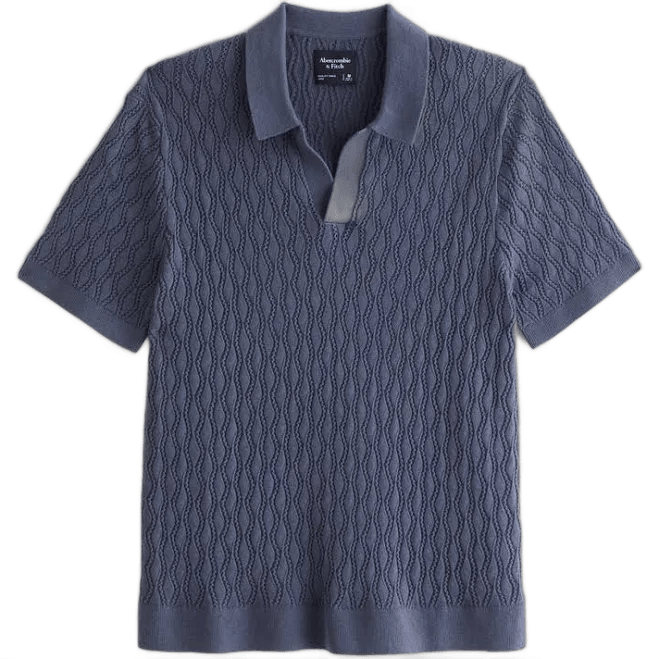 H&M Abercrombie & Fitch Men's Textured Johnny Collar Sweater Polo