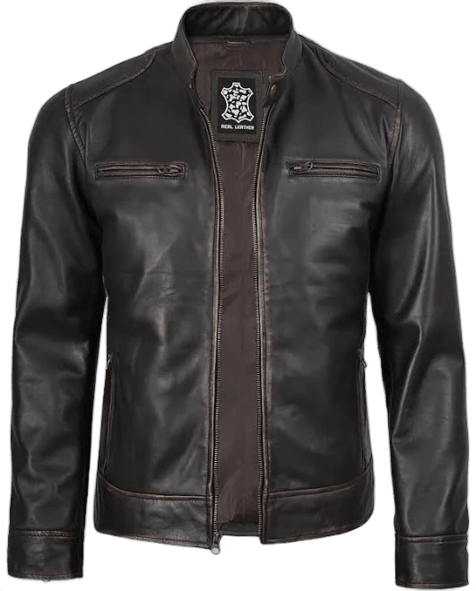 Decrum Men's Genuine Lambskin Leather Moto Jacket