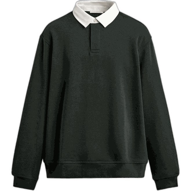 Zara Men's Contrast Collar Polo Sweatshirt