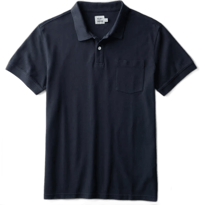Huckberry Flint and Tinder Men's Pique Polo Shirt in Navy, Size S, 100% Cotton