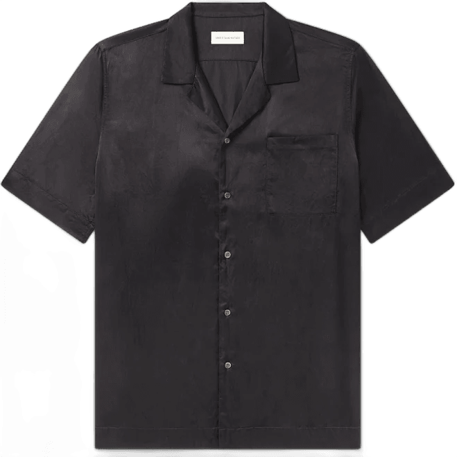 MR PORTER Dries Van Noten Camp-Collar Satin-Twill Shirt - Men - Black Casual Shirts - IT 46