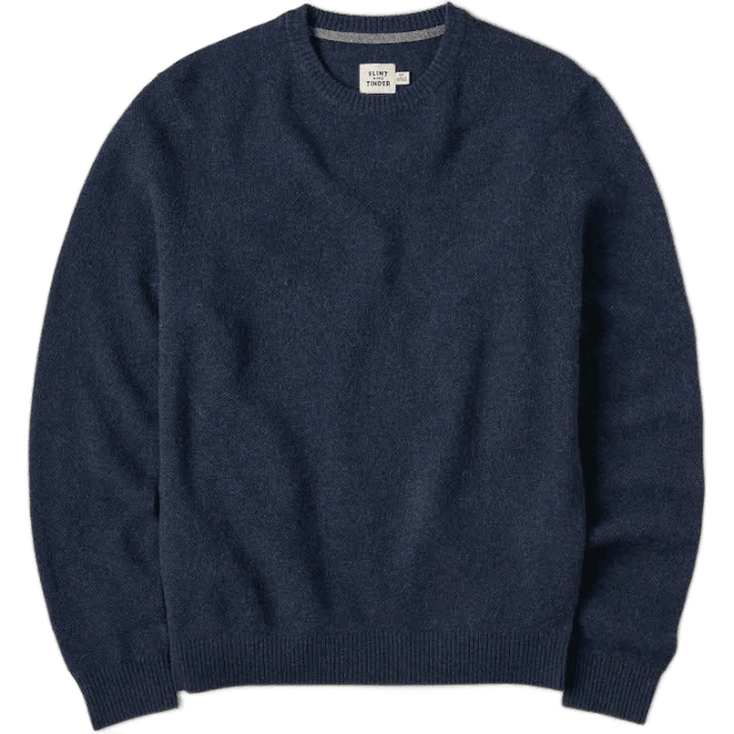 Huckberry Flint and Tinder Men's Fine Merino Crewneck Sweater in Indigo, Size XS, Merino Wool