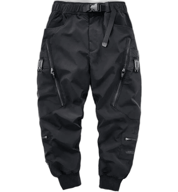 Techwearofficial Men Black Zip Pocket Cargo Pants