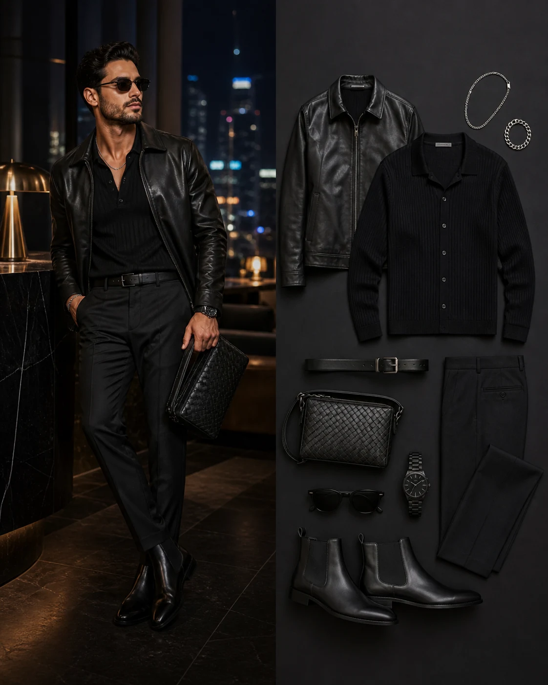 Polished night out editorial outfit preview